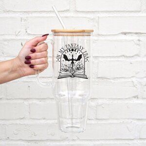 In My Fantasy Era 40oz Glass Tumbler with Lid and Straw